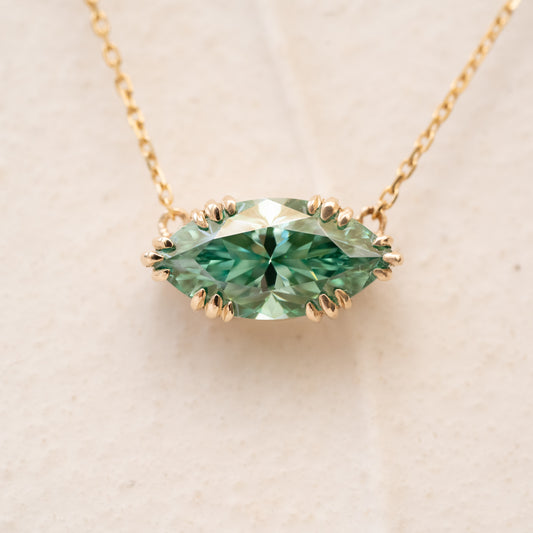 The Everleigh | Marquise Sea Green Moissanite Necklace