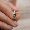 The Farah Ring | 0.98ct Seafoam Moissanite & Lab Diamond Accented Engagement 18k Yellow Gold