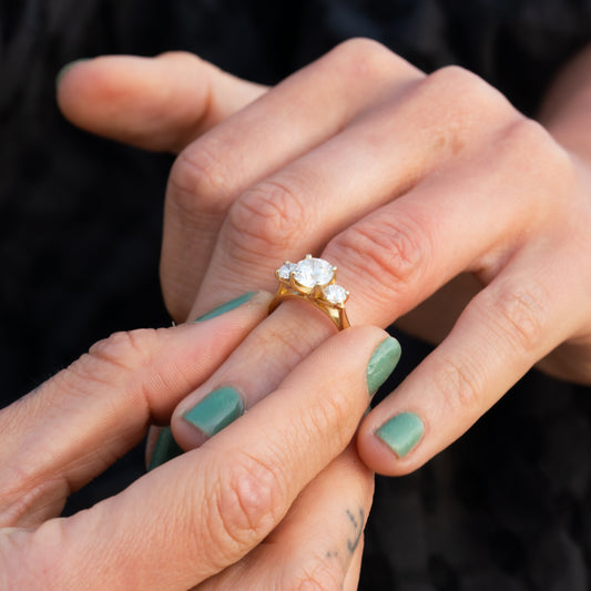 The Felicia | 1.84ct D VS2 Lab Diamond Graduated Trilogy Engagement Ring