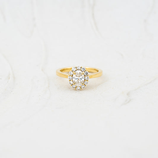 The Fleur | Oval & Round Lab Diamond Vintage Halo Engagement Ring