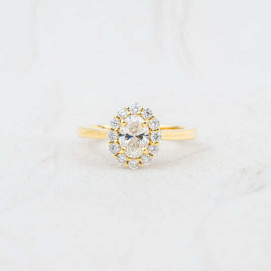 The Fleur | Oval & Round Lab Diamond Vintage Halo Engagement Ring