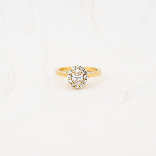 The Fleur | Oval & Round Lab Diamond Vintage Halo Engagement Ring