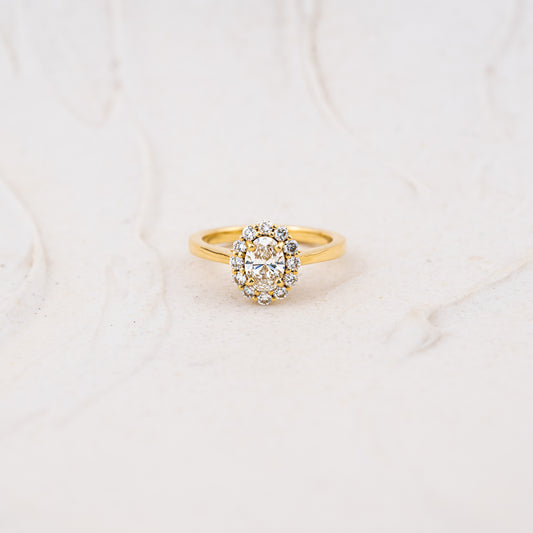 The Fleur | Oval & Round Lab Diamond Vintage Halo Engagement Ring