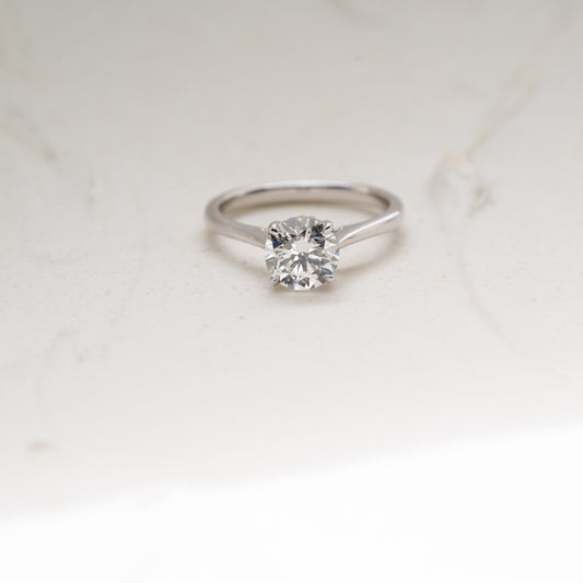 The Flor | Round Lab Diamond Hidden Halo Solitaire Engagement Ring