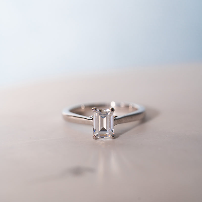 The Franchesca | Emerald Cut Lab Diamond Vintage Solitaire Engagement Ring