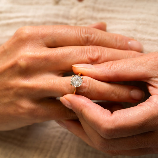 The Frankie | Round Cut Lab Diamond Classic Slim Solitaire Engagement Ring