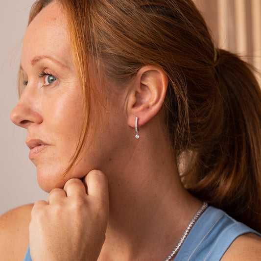 The Giovanna | 0.8ct Diamond Drop Hoop Earrings