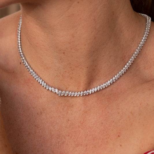 The Harlow | 18ct Marquise Cut Lab Diamond Tennis Necklace in 9k Gold