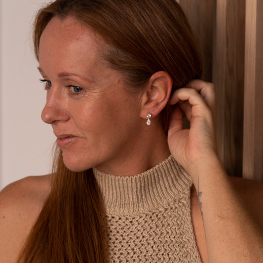 Earrings front view pear lab diamonds