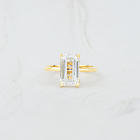 The India | Emerald Cut Lab Diamond Feminine Solitaire Engagement Ring