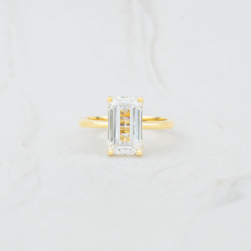 The India | Emerald Cut Lab Diamond Feminine Solitaire Engagement Ring