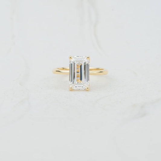 The India | Emerald Cut Lab Diamond Feminine Solitaire Engagement Ring