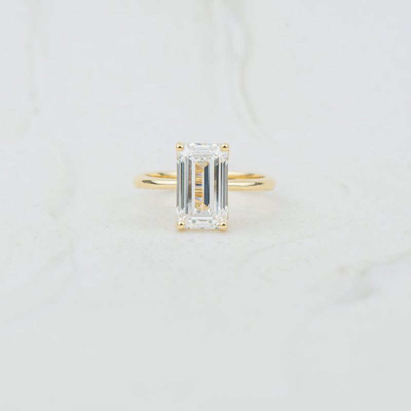 The India | Emerald Cut Lab Diamond Feminine Solitaire Engagement Ring