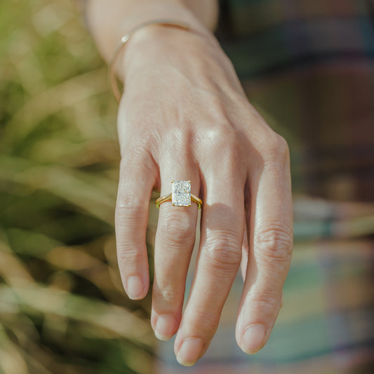 The Iris | Emerald Radiant Lab Diamond Talon Claw Engagement Ring