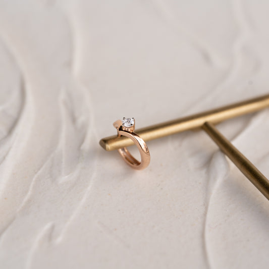 slim rose gold hoop earrings with delicate diamond detail, sustainably made jewellery in Cornwall 