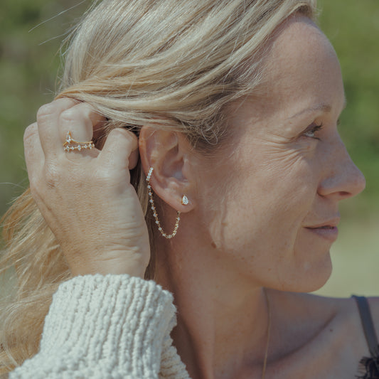 The Kaia | Stud and Chain 1.94ct Diamond Earrings