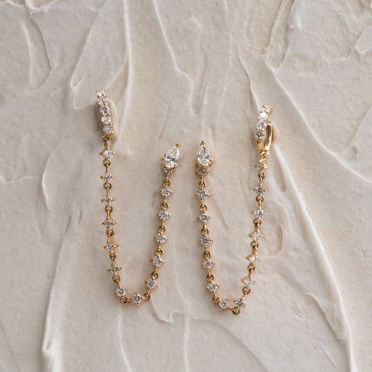 The Kaia | Stud and Chain 1.94ct Diamond Earrings