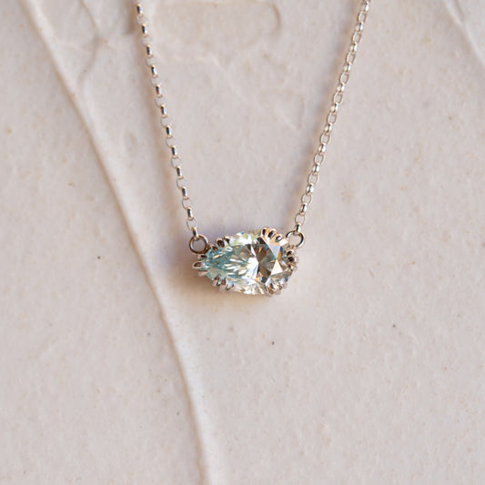 The Kaya | 1.25ct Ice Blue Pear Cut Gemstone Necklace