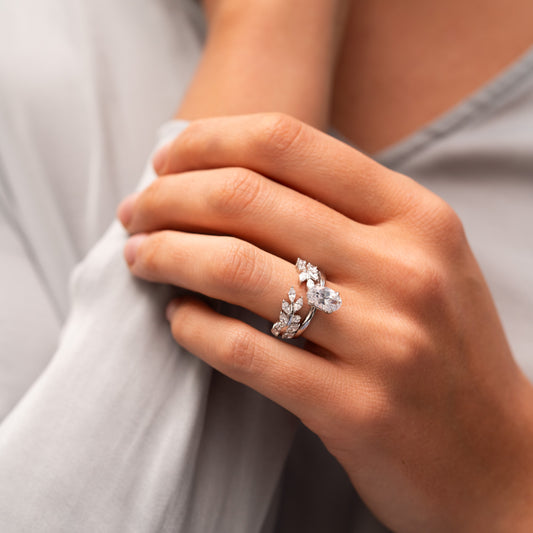 The Kyomi Ring | Lab Diamond Floral Vine Open Shank Band