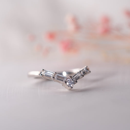 The Lainey Ring | Lab Diamond Chevron Stacking Band