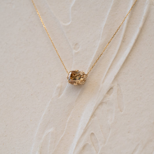 The Leilani | 2.32ct Cognac Cushion Cut Gemstone Necklace