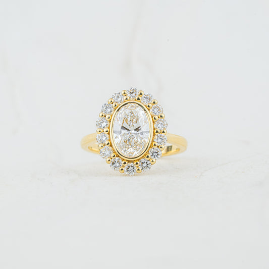 The Lenore | Oval Cut Lab Diamond Vintage Halo Engagement Ring