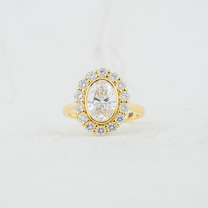 The Lenore | Oval Cut Lab Diamond Vintage Halo Engagement Ring