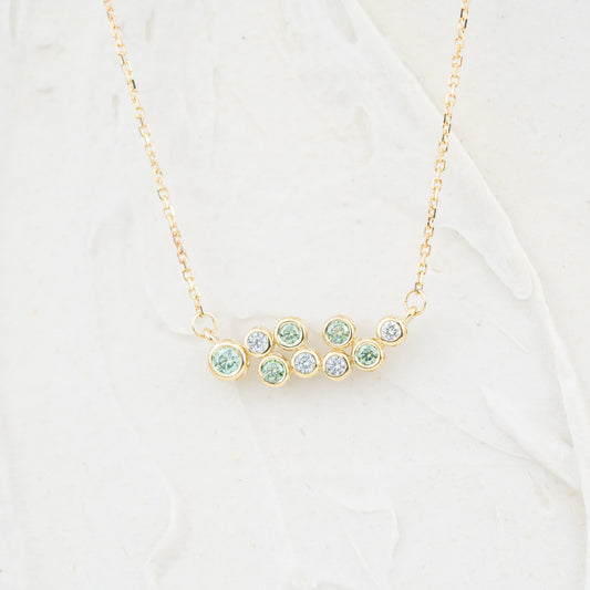 The Lily | Lab Diamond and Seafoam Coloured Moissanite Necklace in 9k Gold