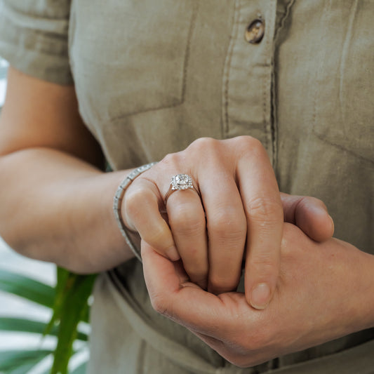 The Lovina | Cushion Cut Lab Diamond Classic Halo Engagement Ring