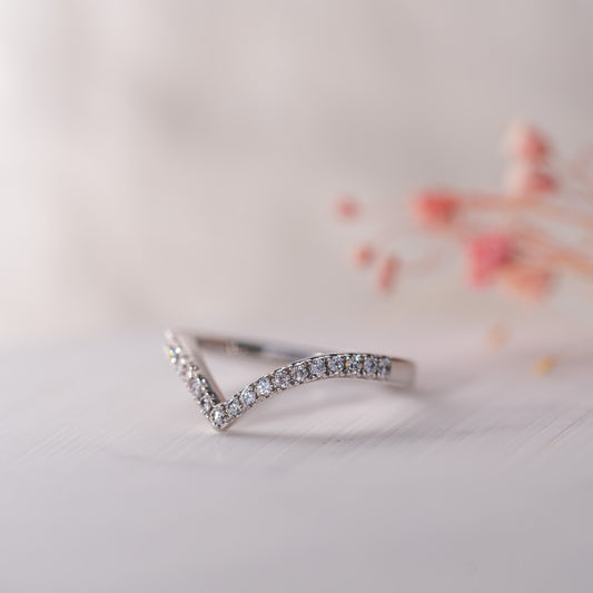 The Lucie Ring | Lab Diamond Pavé Chevron Stacking Band
