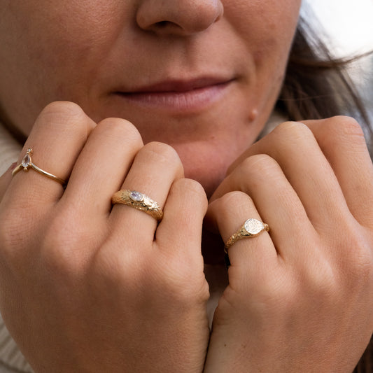 The Lucien | Textured 9K Gold 0.25ct Diamond Ring