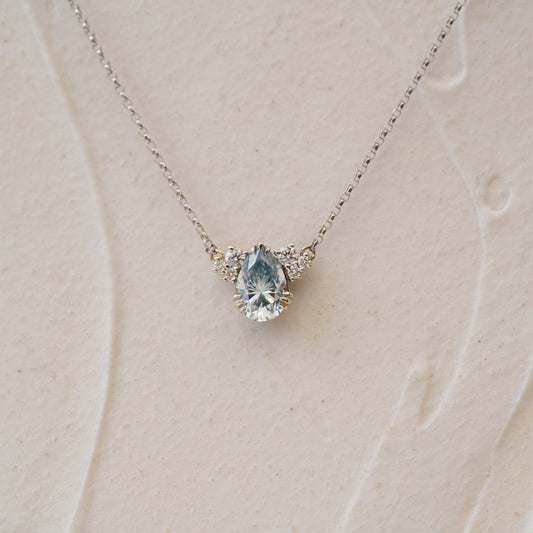 The Madison | Light Blue Pear Moissanite Necklace
