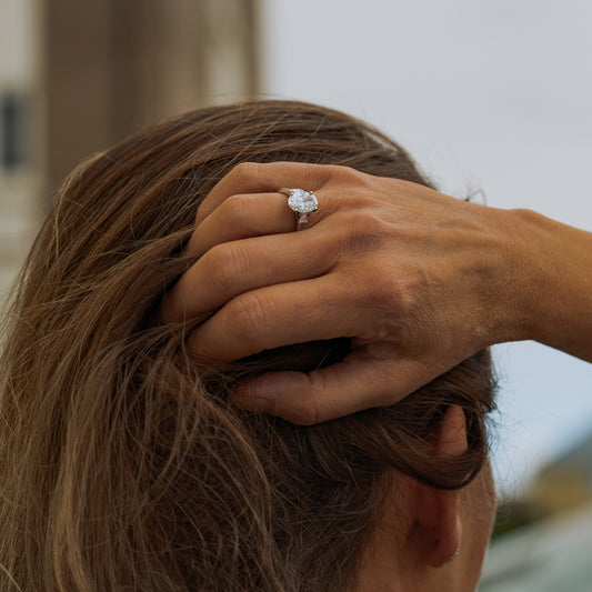 The Marni | Oval Lab Diamond Accented Art Deco Engagement Ring