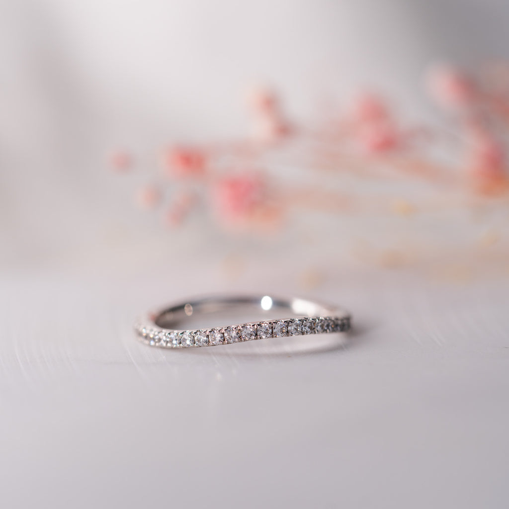 The Meera Ring | Lab Diamond Shaped Pavé Wave Band