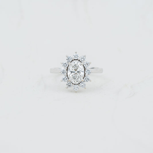 The Mina | Oval & Round Lab Diamond Vintage Halo Engagement Ring
