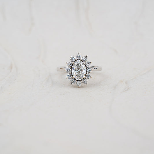 The Mina | Oval & Round Lab Diamond Vintage Halo Engagement Ring