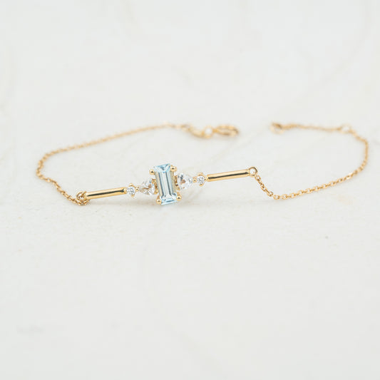 The Morvoren | Baguette Blue Topaz & Trillion Lab Diamond Bracelet