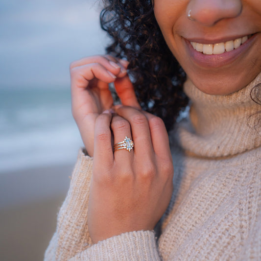 The Morvoren Ring | VS1 D-E Lab Diamonds. Ethical Gemstone. 100% Recycled 9k Gold Accented