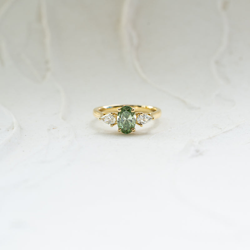 The Nancy | Oval & Pear Cut Lab Diamond Trilogy Engagement Ring