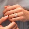 The Leola Ring | Lab Diamond Cushion Accented Engagement Solitaire