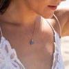 The Ninette Pendant | 2.97ct Round Blue Moissanite & Lab Diamond Halo 9k Yellow Gold