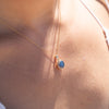 The Ninette Pendant | 2.97ct Round Blue Moissanite & Lab Diamond Halo 9k Yellow Gold