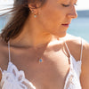 The Ninette Pendant | 2.97ct Round Blue Moissanite & Lab Diamond Halo 9k Yellow Gold