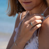 The Nova Ring | Seafoam Pear Sea Foam Green Moissanite Assymetric Stacking Band