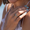 The Nova Ring | Seafoam Pear Sea Foam Green Moissanite Assymetric Stacking Band