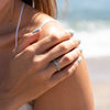The Nova Ring | Seafoam Pear Sea Foam Green Moissanite Assymetric Stacking Band