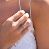 The Nova Ring | Seafoam Pear Sea Foam Green Moissanite Assymetric Stacking Band