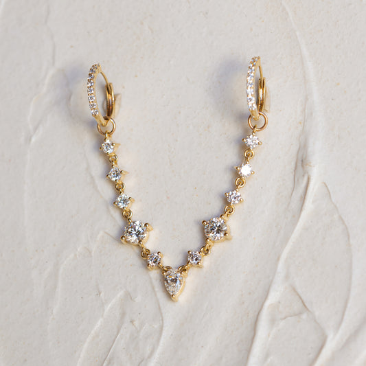 The Odette | 1.38ct Double Hoop and Diamond Ear Chain