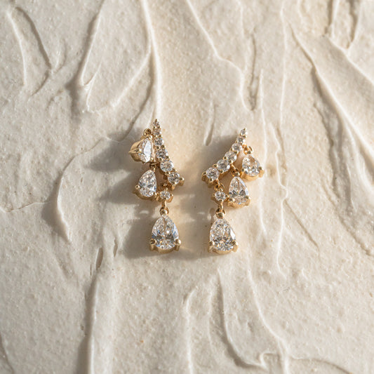 The Olenka | 1.68ct Trilogy Pear Drop & Ear Climber Diamond Earrings