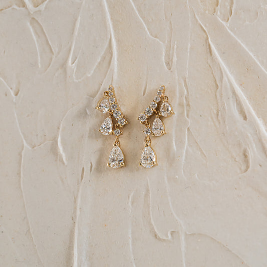 The Olenka | 1.68ct Trilogy Pear Drop & Ear Climber Diamond Earrings